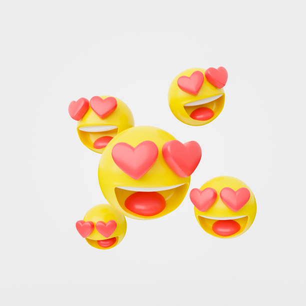 istock 3D emojis with heart shaped eyes against gray background 1454156332
