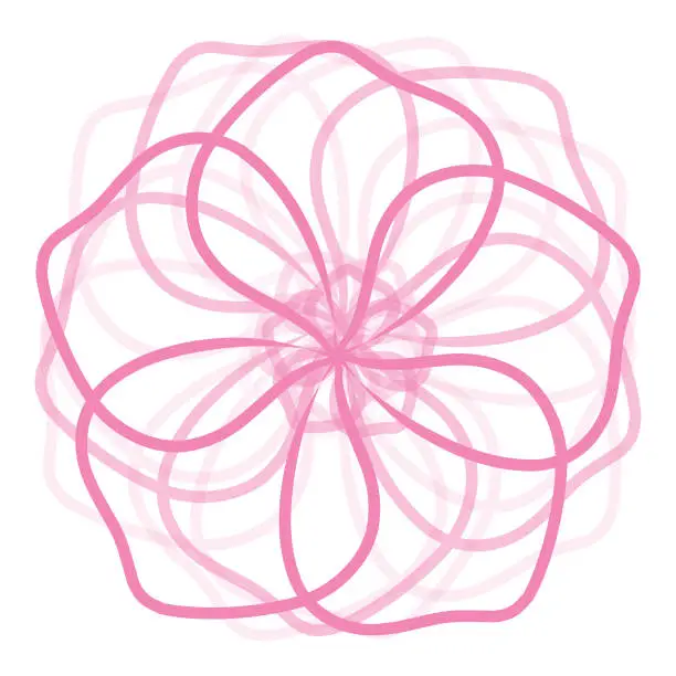 Vector illustration of flower hibiscus with outline pink petals