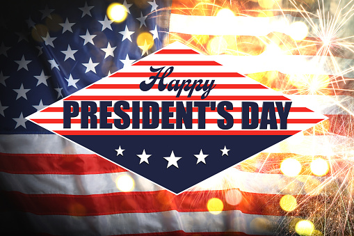 Happy Presidents Day Federal Holiday National American Flag And