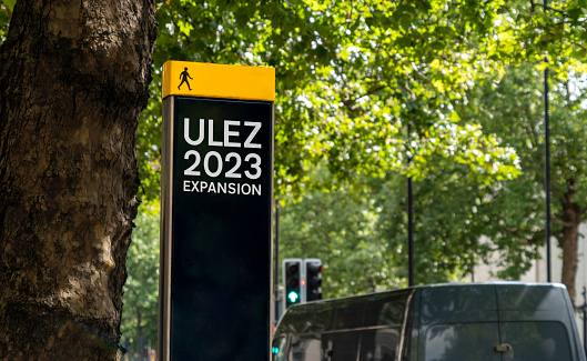 ULEZ 2023 Expansion on a signpost in London