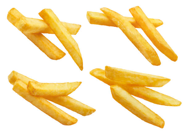 istock Flying potato fries collection on white 1454165739