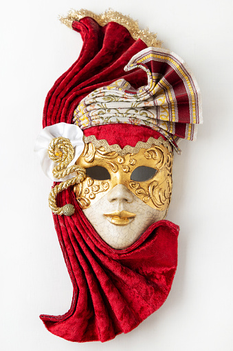 Venetian masks putting in a row