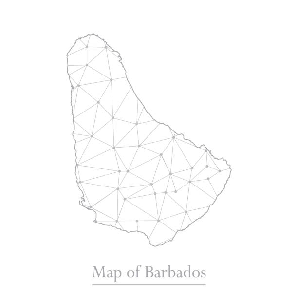 Vector map of Barbados with polygonal abstract. Vector map of Barbados with trendy triangles design polygonal abstract. Vector illustration eps 10. barbados map stock illustrations