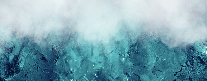 The cool ice background with fog.