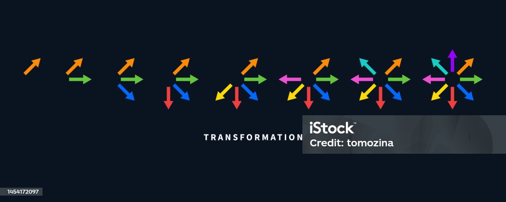 Different Direction Coatching Arrows In Different Directions Evolution Stock Illustration - Download ...