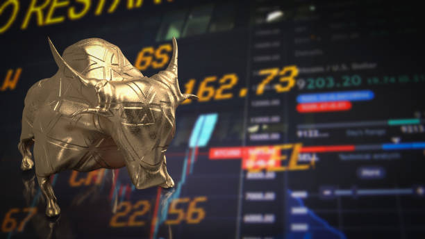 istock The gold bull on chart background for business concept 3d rendering 1454173266
