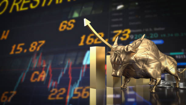 istock The gold bull on chart background for business concept 3d rendering 1454173283
