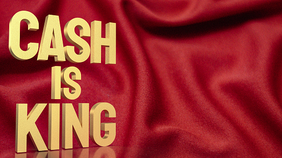gold word cast is king on red silk for business concept 3d rendering