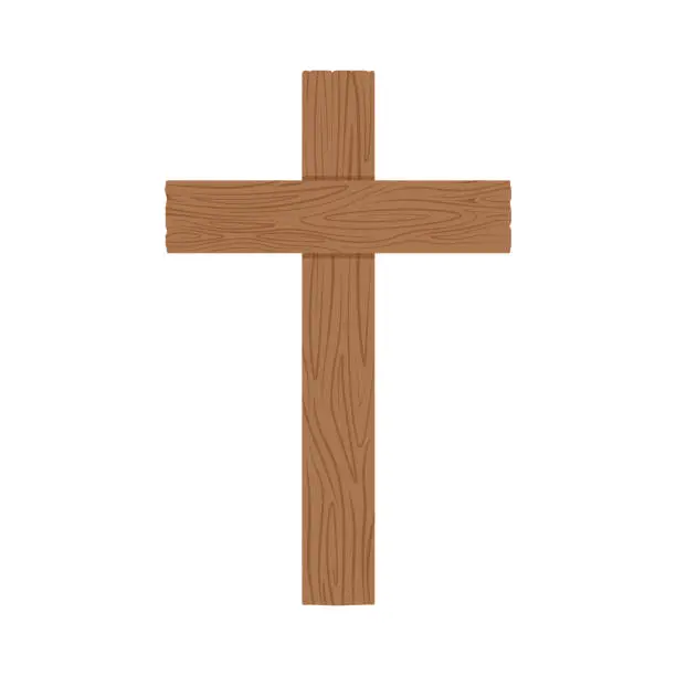 Vector illustration of Cross of christ. Wooden cross.