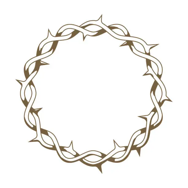 Vector illustration of Crown of thorns. Linear icon.