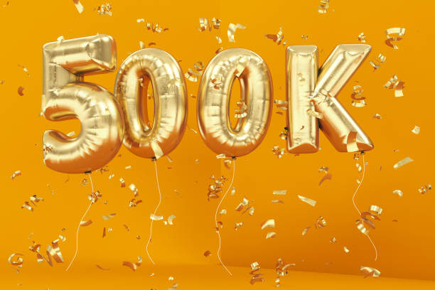 istock 500K Celebration Concept with Balloons and Confetti 1454177584