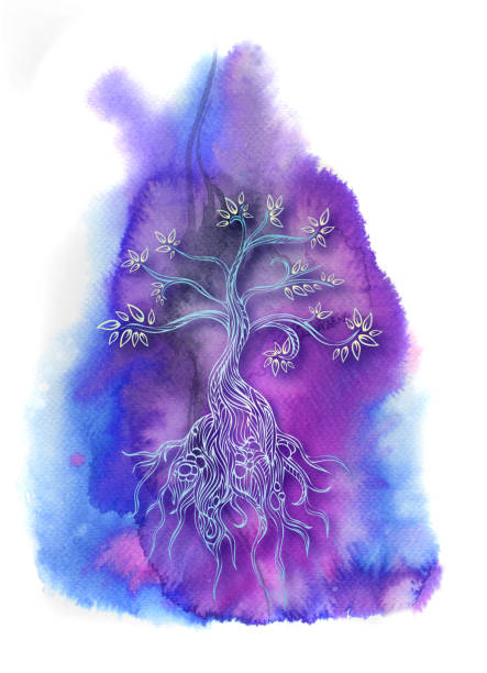 illustrazioni stock, clip art, cartoni animati e icone di tendenza di giovane albero - tree root family tree watercolor painting