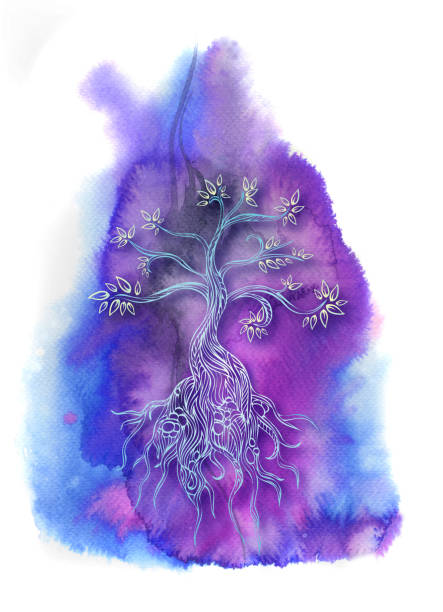 ilustrações, clipart, desenhos animados e ícones de jovem árvore - tree root family tree watercolor painting