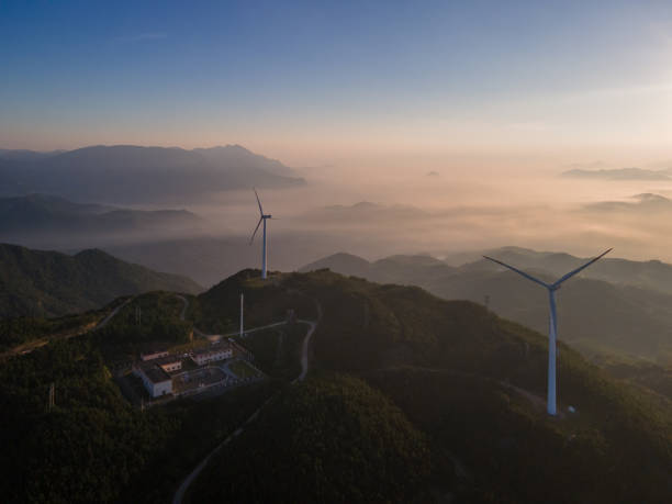 istock Cloud Sea and Wind Farm on the Mountain 1454180351