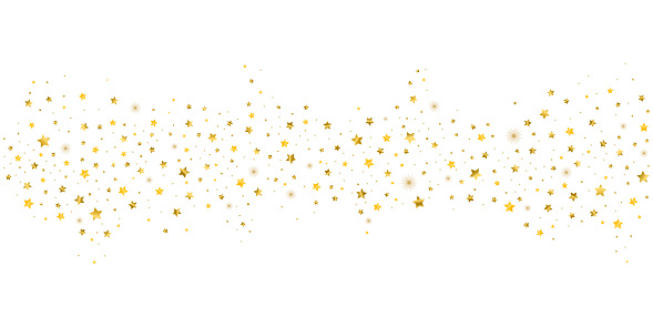 Random glowing luxury confetti and shimmering golden stars. Random gold stars and luxury sparkling confetti on a white background vector illustration.