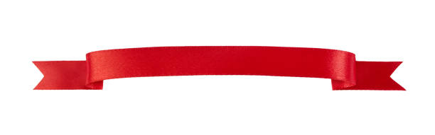 istock Red satin ribbon isolated on white background 1454186020