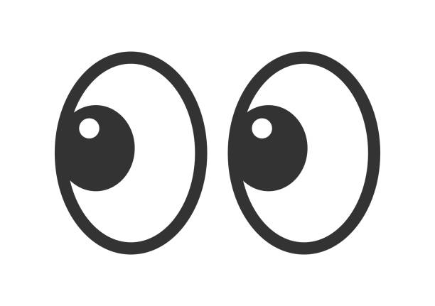 illustrations, cliparts, dessins animés et icônes de les yeux souriants détournent le regard. symbole emoji œil. icône d’autocollant de message de chat. illustration de stock vectoriel. - regarder ailleurs