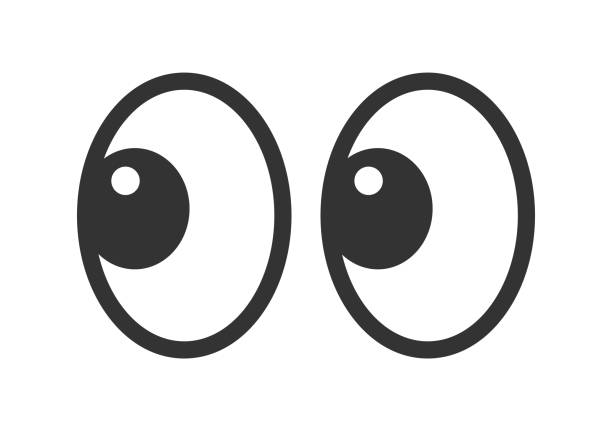 улыбающиеся глаза отводят взгляд. символ эмодзи для глаз. значок наклейки на сообщение чата. векторная стоковая иллюстрация. - eyeball stock illustrations