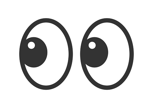 Smile eyes look away. Eye emoji symbol. Chat message sticker icon. Vector stock illustration.