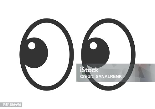 istock Smile eyes look away. Eye emoji symbol. Chat message sticker icon. Vector stock illustration. 1454186496