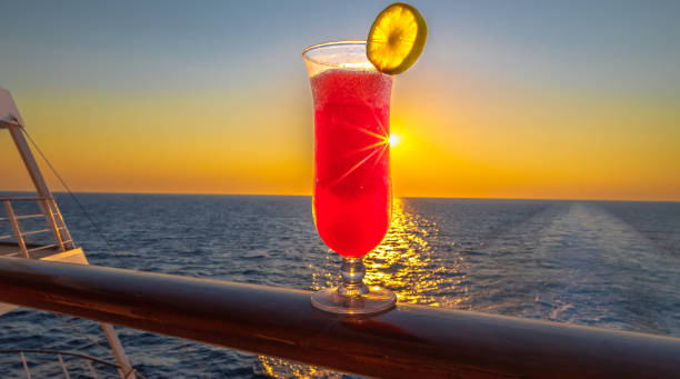 Red Cocktail On A Cruise Ship At Sunset Stock Photo - Download Image ...