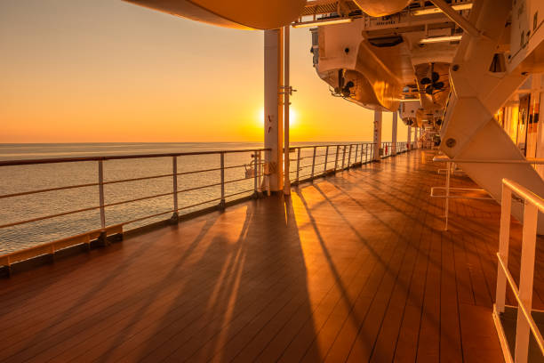 istock Promenade deck of a cruise ship. 1454186678