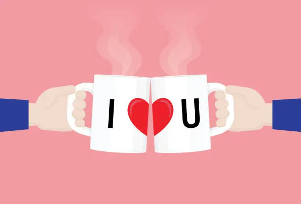 Vector illustration of Lover coffee cup