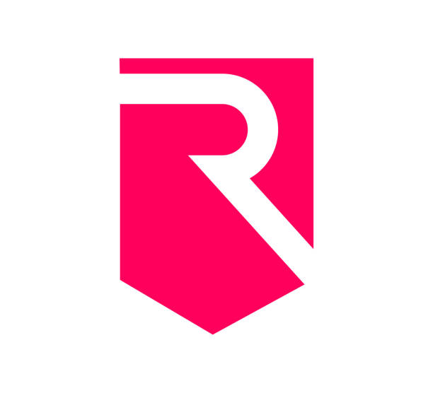 Modern capital letter r symbol in security crest. Futuristic corporate identity symbol, company graphic design. letter r stock illustrations