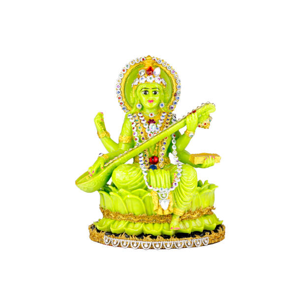 istock Hindu goddess sarasvati on a white background 1454189253