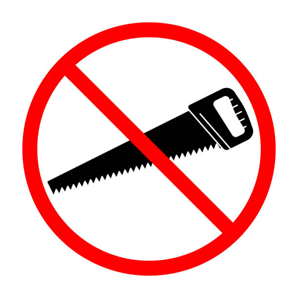 Prohibited Sign Do Not Cut With Cutter Stock Illustration