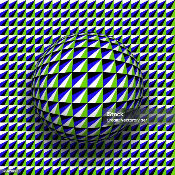 Patterned Sphere Optical Illusion Of Sliding Sphere With Colored Checkered Pattern On ...