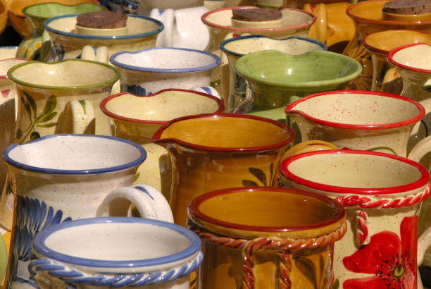istock Traditional, colorful clay jugs 1454191267