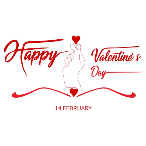 Vector illustration of happy valentine'sday of text, greeting letter and mini heart