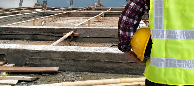 ilheus, bahia, brazil - may 24, 2022: worker in the construction of a public school in the city of Ilheus, in the south of Bahia.