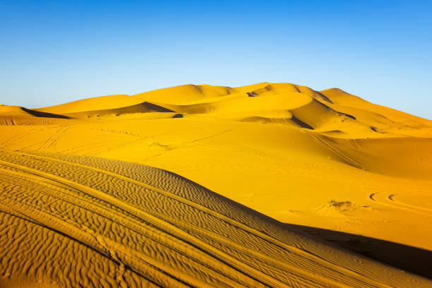 Sand dunes in the desert, Merzouga, Erg Chebbi sand dunes region, Sahara, Morocco.