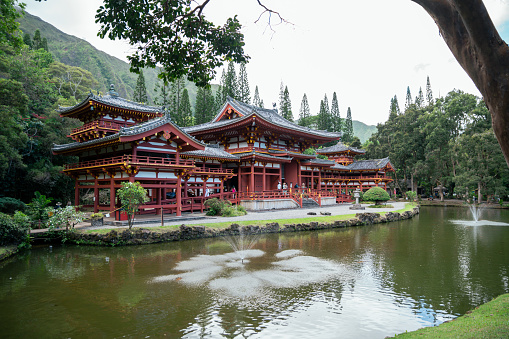 Byodo-In Temple on Oahu, Hawaii. High quality photo. Buddhist Temple.