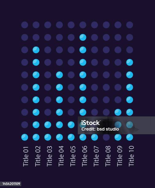 Dot Stacks Infographic Chart Design Template For Dark Theme Stock ...