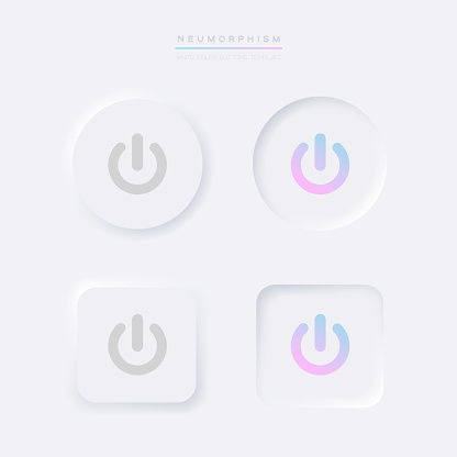 Power On Off Buttons In Neumorphism Style White User Interface Elements ...