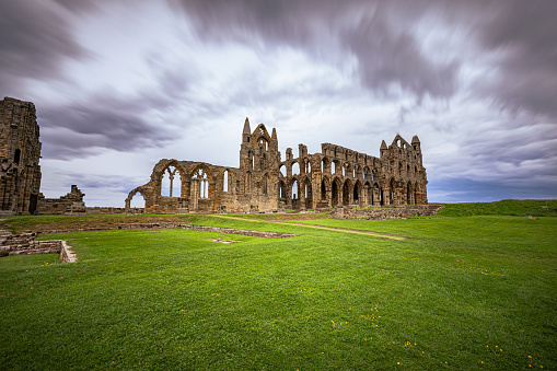Whitby - May 23 2022: Gothic Abbey of Whitby, England.