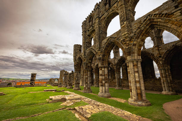 istock Whitby - May 23 2022: Gothic Abbey of Whitby, England. 1454203611