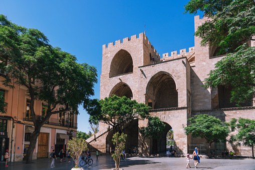 Torres de Serranos city gate of Valencia Spain