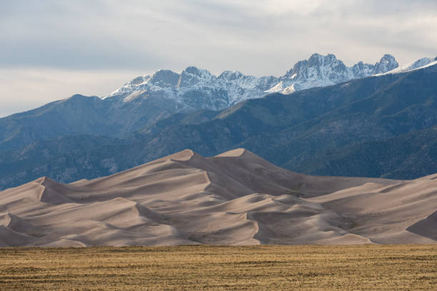 istock Smooth Ridges of Dunes Behind Plains 1454205571