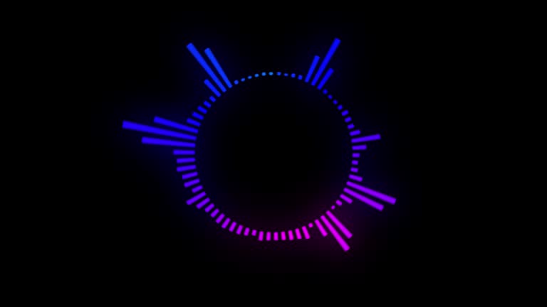 Graphic colorful circular loop of rhythmic audio frequency sound wave with alpha channel