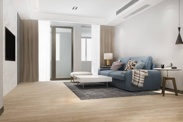 istock 3d rendering luxury and modern living room with leather sofa and lamp 1454211620