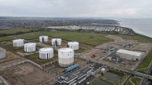 oikos storage ltd, gaz calor, île canvey essex uk - île de canvey photos et images de collection
