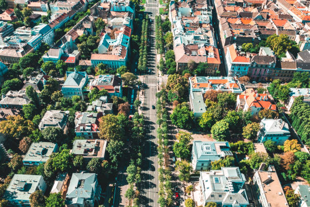 istock Flying over city area in Budapest 1454216474