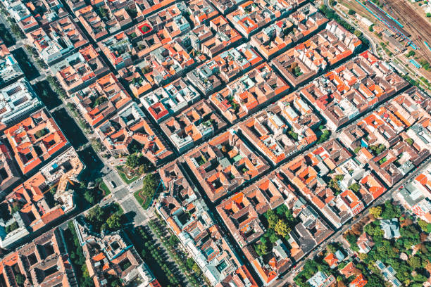 istock Flying over city area in Budapest 1454216489