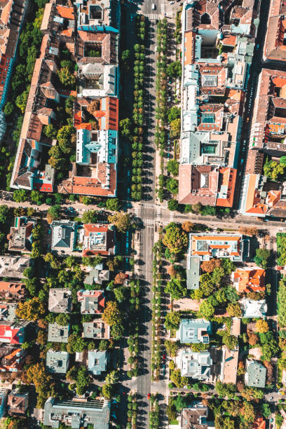 istock Flying over city area in Budapest 1454216548