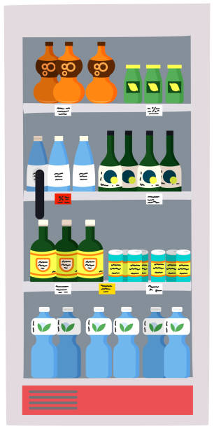 istock Cooling equipment for supermarket, grocery store. Showcase refrigerator for cool drinks in bottles 1454222719