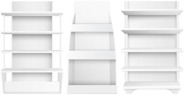 istock White empty supermarket retail store shelves isolated on white background vector illustration 1454222741